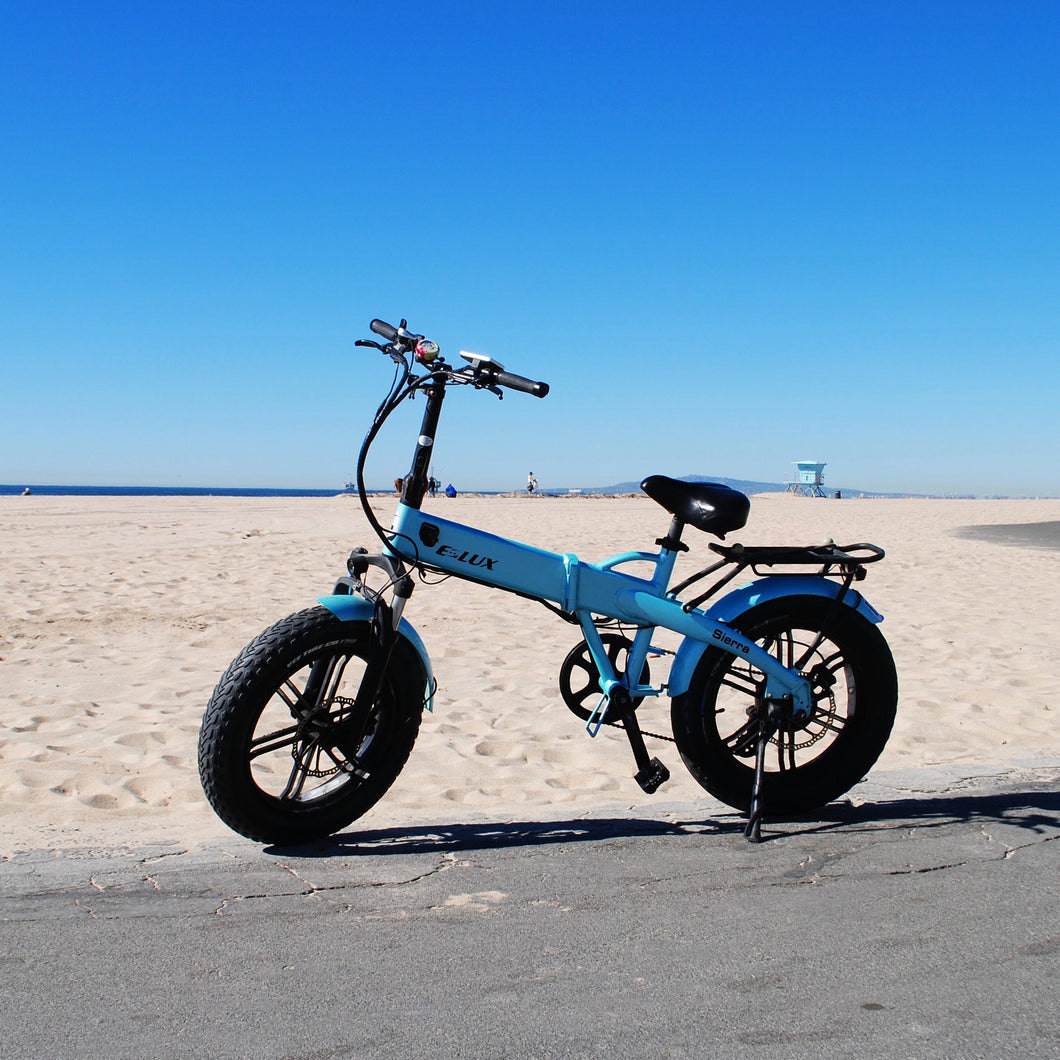 E-Lux Sierra electric bicycle, ice blue.