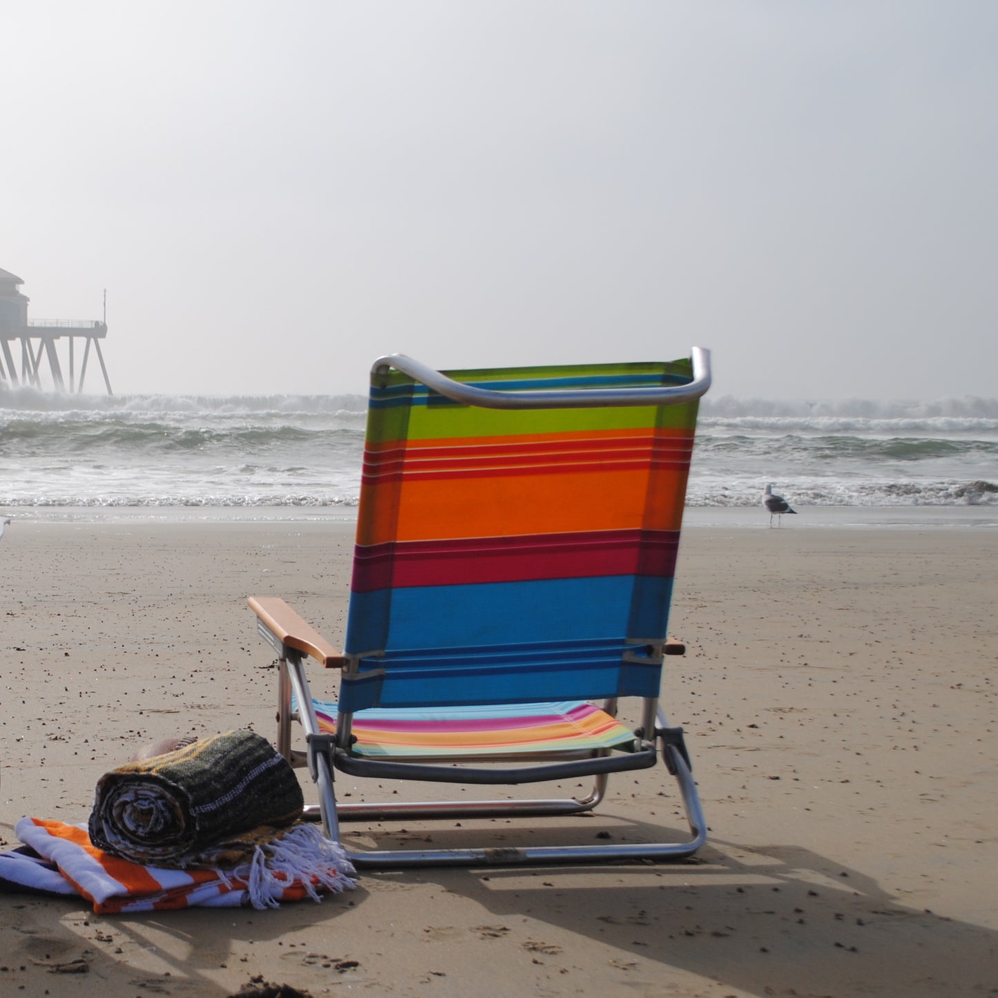 Beach chairs for rent in Huntington Beach, Orange County, California, 92648